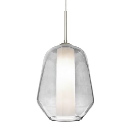 Besa Lighting Link Pendant, Clear/Opal, Satin Nickel Finish, 1x9W LED 1JT-LINKCL-LED-SN
